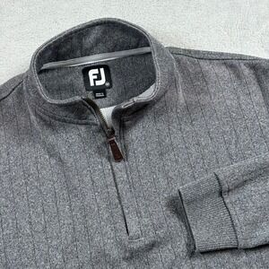 FootJoy Mens Grey Ribbed 1/4 Zip Pullover Legends GC Parris Island USMC Medium